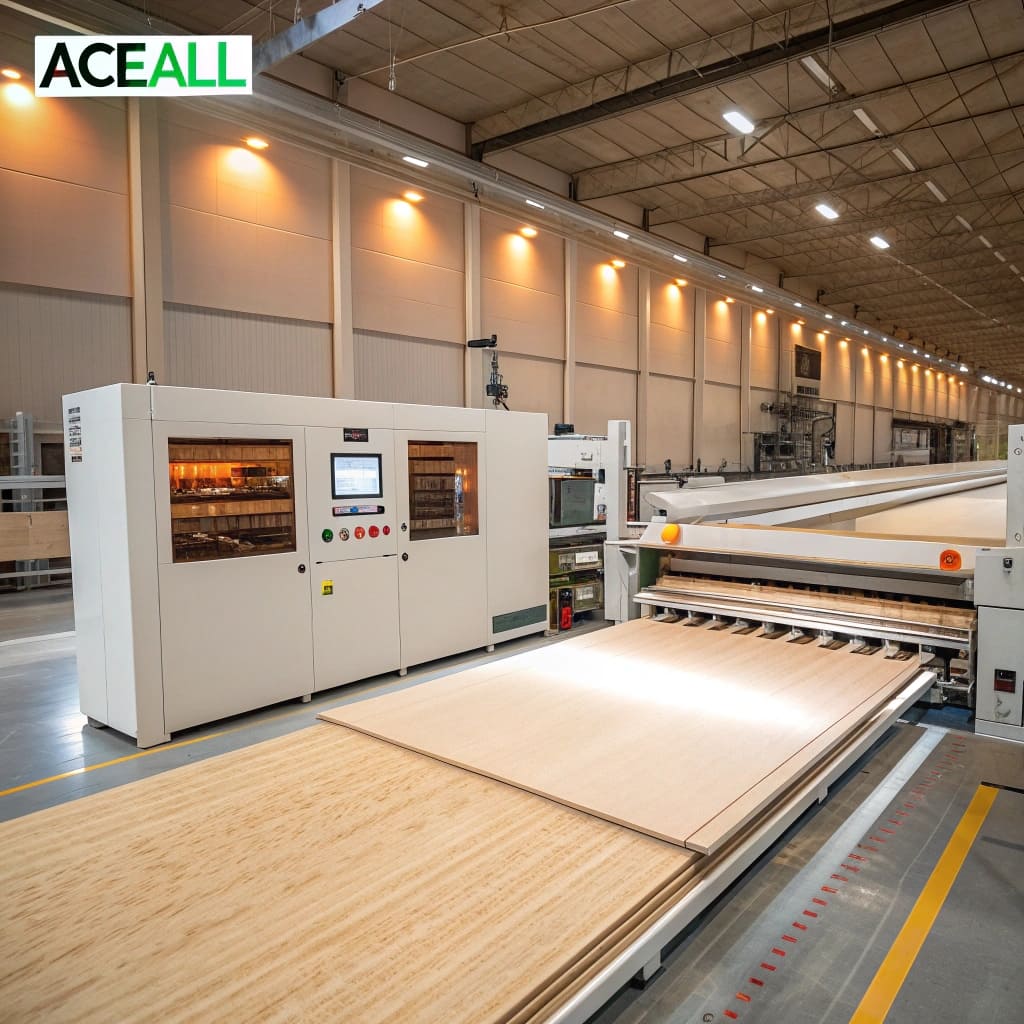 alt with Modern wood panel board production line in factory