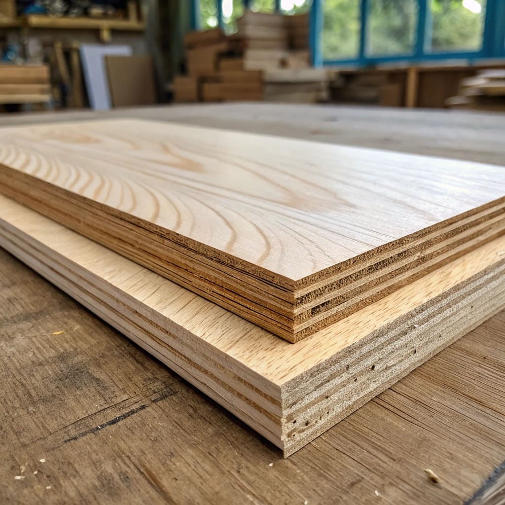 Stacked wood - based furniture panels