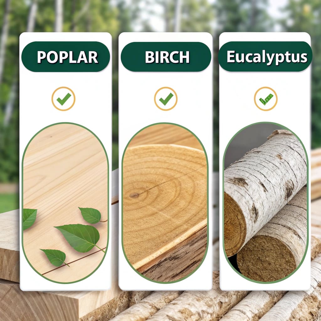 Poplar, birch, and eucalyptus core comparison for plywood