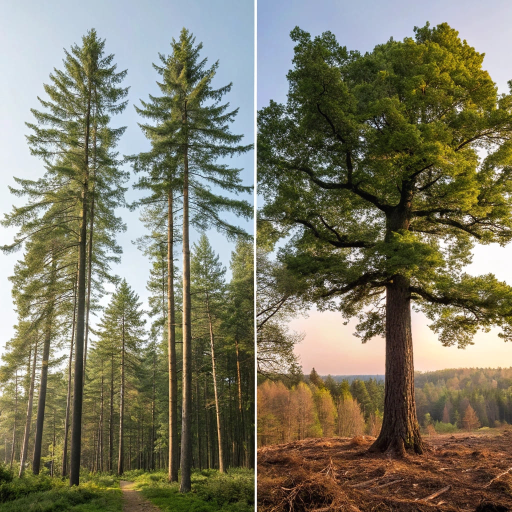 Two types of forest trees